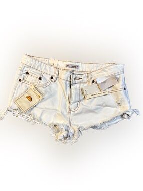 NWT C&C California Signature Low-Rise Cut-off Distressed Frayed Hem White Denim